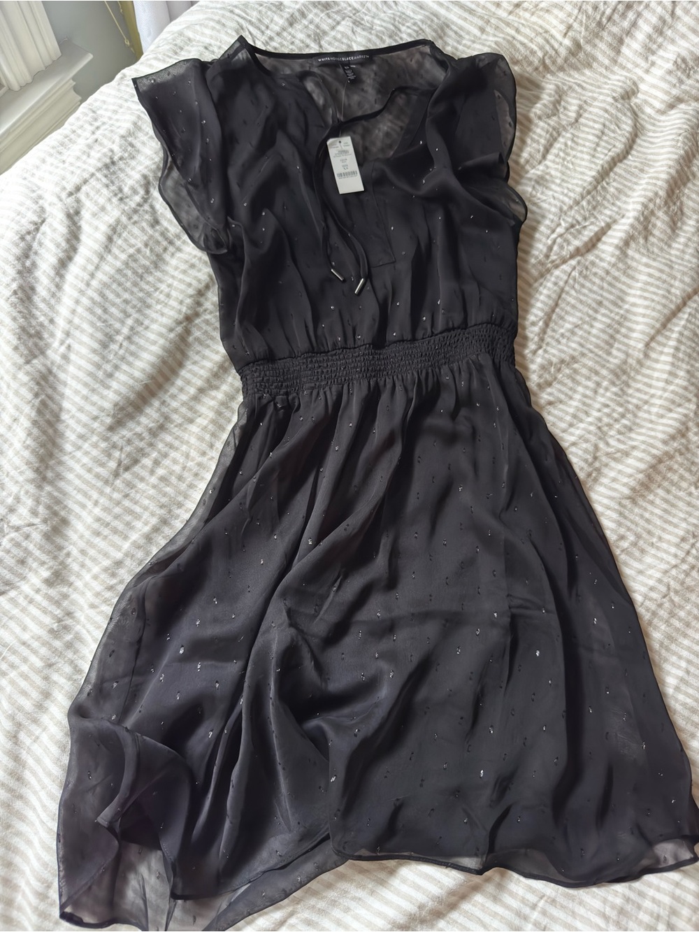 Black Women's Chiffon Elastic-Waist Dress
